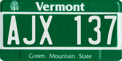 VT license plate AJX137