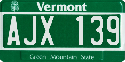VT license plate AJX139