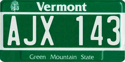 VT license plate AJX143
