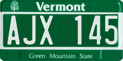 VT license plate AJX145