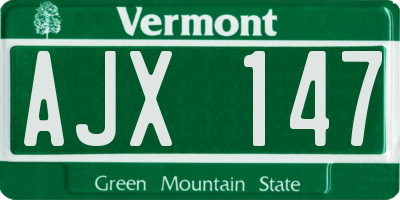 VT license plate AJX147