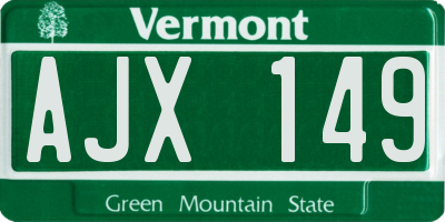 VT license plate AJX149
