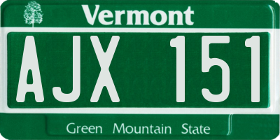 VT license plate AJX151