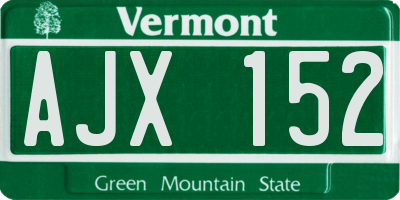 VT license plate AJX152