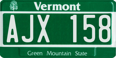 VT license plate AJX158