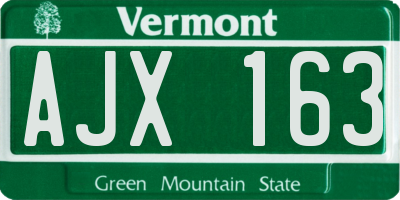 VT license plate AJX163
