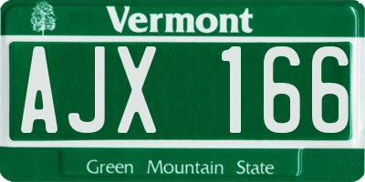 VT license plate AJX166