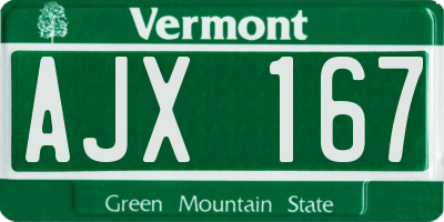 VT license plate AJX167