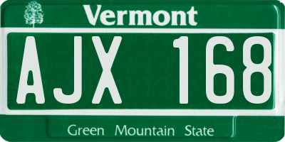 VT license plate AJX168