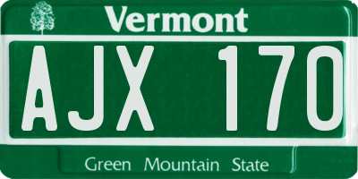 VT license plate AJX170