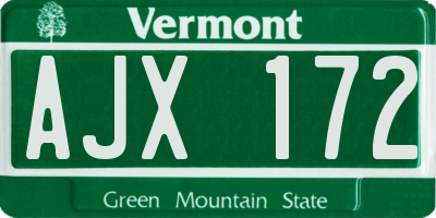 VT license plate AJX172