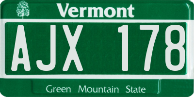 VT license plate AJX178