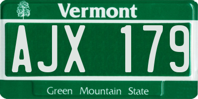 VT license plate AJX179