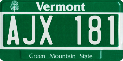 VT license plate AJX181