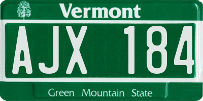 VT license plate AJX184