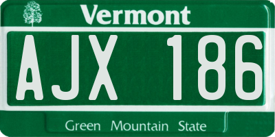 VT license plate AJX186