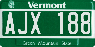 VT license plate AJX188