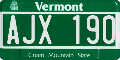VT license plate AJX190