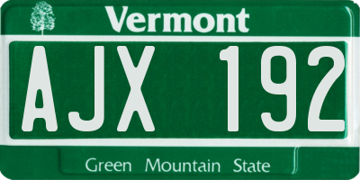 VT license plate AJX192