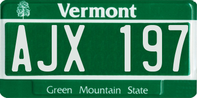 VT license plate AJX197