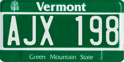 VT license plate AJX198