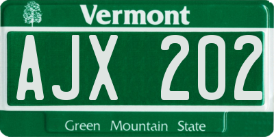 VT license plate AJX202