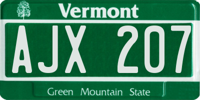 VT license plate AJX207