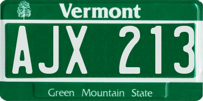VT license plate AJX213