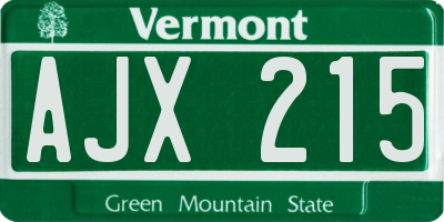 VT license plate AJX215