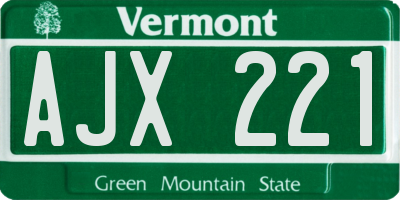 VT license plate AJX221