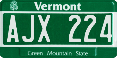 VT license plate AJX224