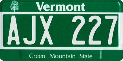VT license plate AJX227