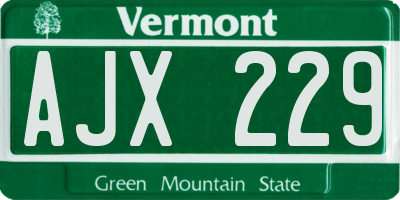 VT license plate AJX229