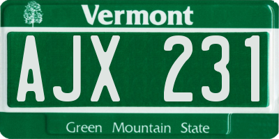 VT license plate AJX231