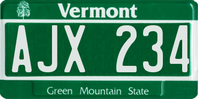 VT license plate AJX234