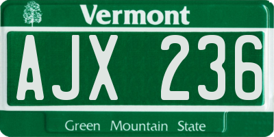 VT license plate AJX236