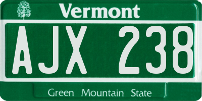 VT license plate AJX238