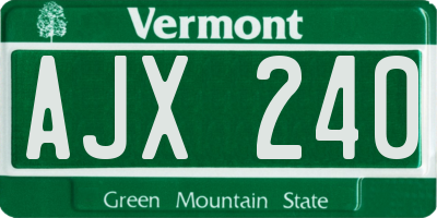 VT license plate AJX240