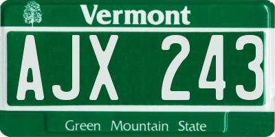 VT license plate AJX243