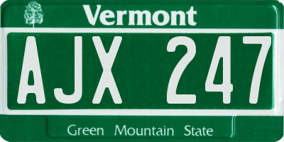 VT license plate AJX247