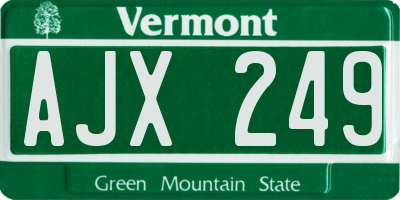 VT license plate AJX249