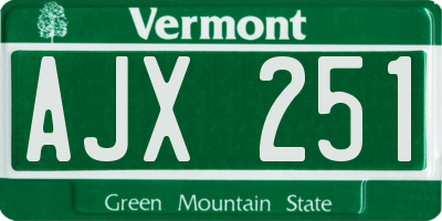 VT license plate AJX251