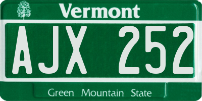 VT license plate AJX252