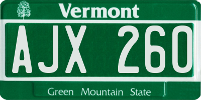 VT license plate AJX260