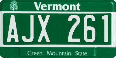 VT license plate AJX261