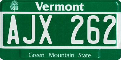 VT license plate AJX262