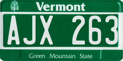 VT license plate AJX263