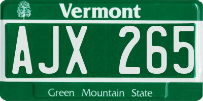 VT license plate AJX265