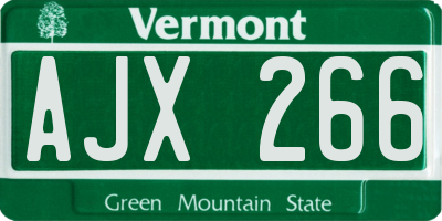 VT license plate AJX266