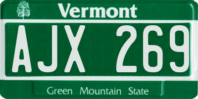 VT license plate AJX269
